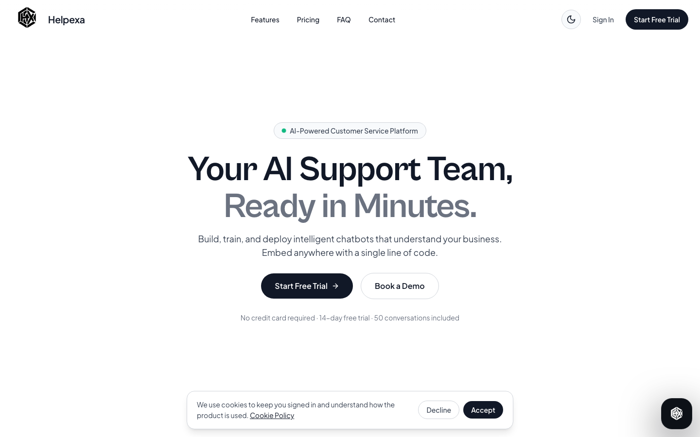 Helpexa landing page preview